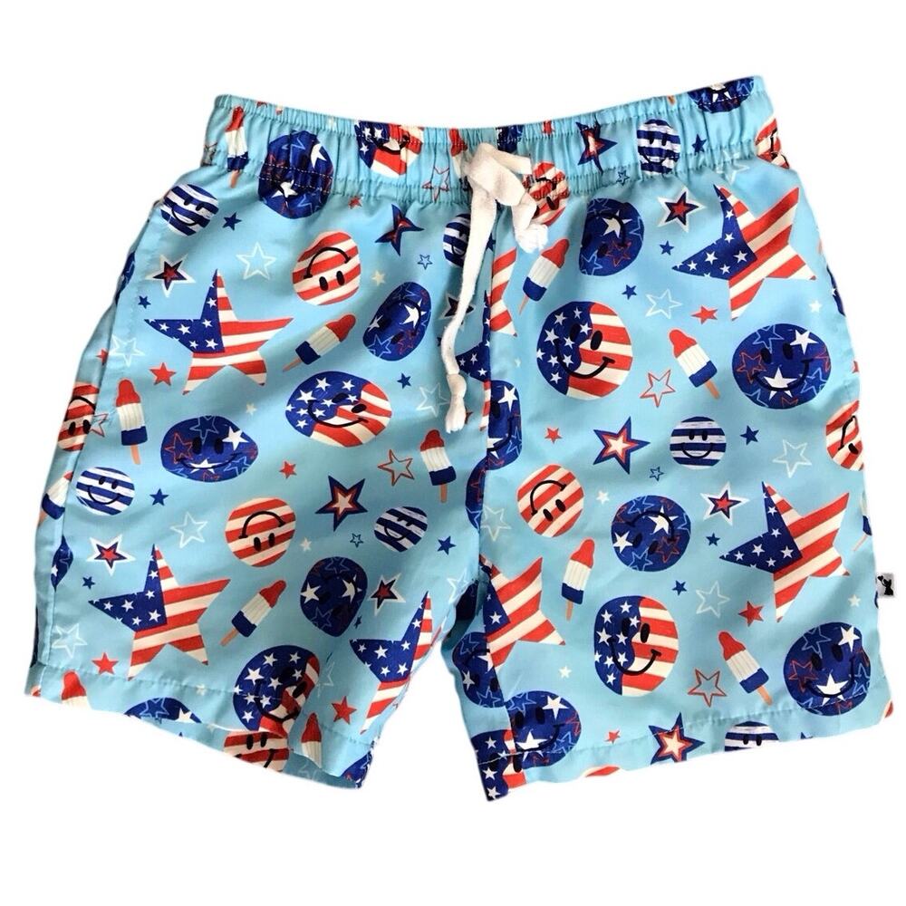 Kiki + Lulu RWB Bomb Pop Patriotic Swim Trunks Size 4T